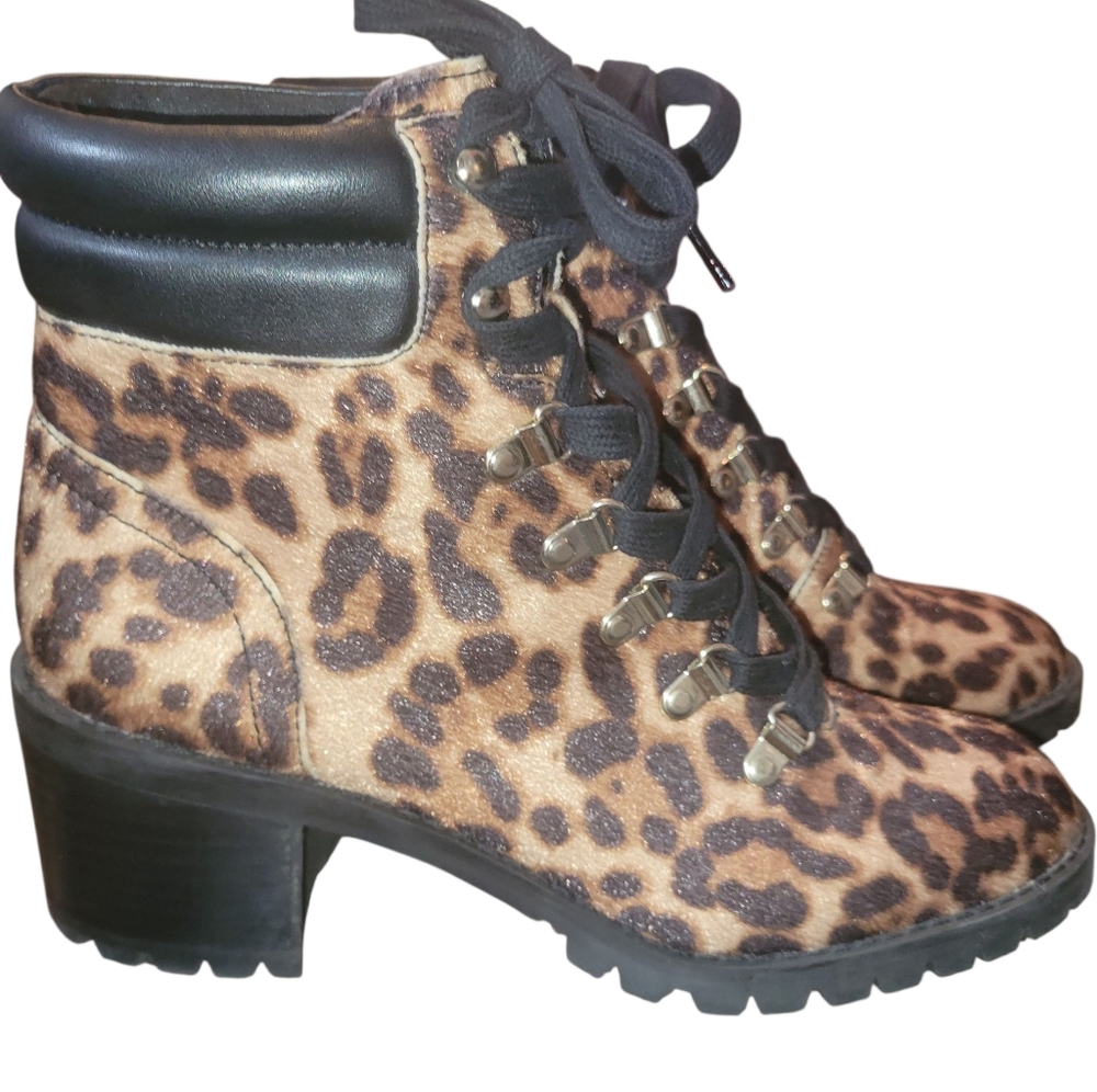 ALDO Leopard Print Ankle Boots with Black Accents
